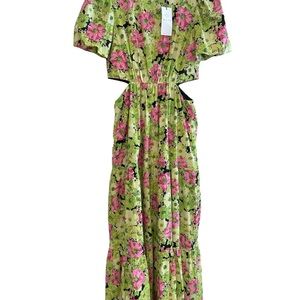 Wayf Floral Maxi Dress - Green and Pink